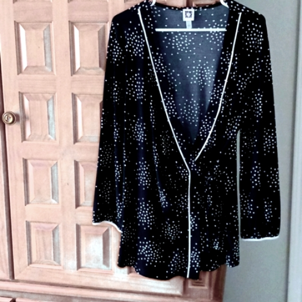 Anne Klein Black/White Wrap Blouse XL